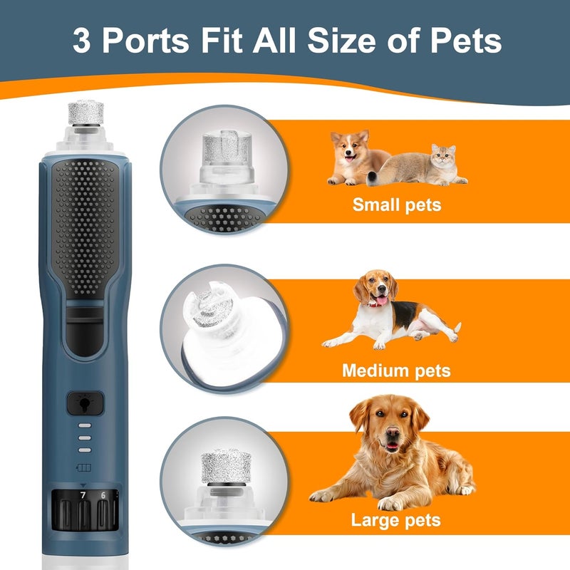 CATPICK 7-Speed Dog & Cat Nail Grinder with Light - Ring LED Safe to Avoid Overcut, Quiet Low Vibration & Powerful Fast, Cordless Rechargeable Toenail Trimmer for Small & Large Puppy & Breeds Paws(Blue) - Image 3